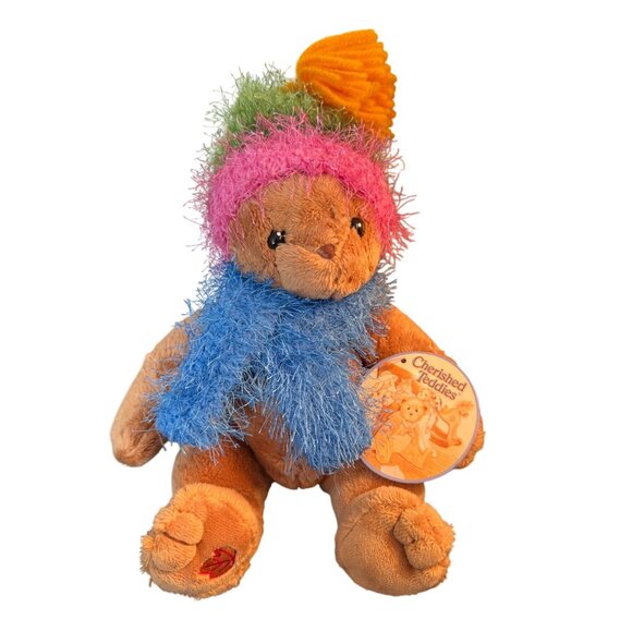 Cherished Teddies Vintage 2002 Plush Bear Enesco Commonwealth Fuzzy Scarf Hat - Picture 1 of 10